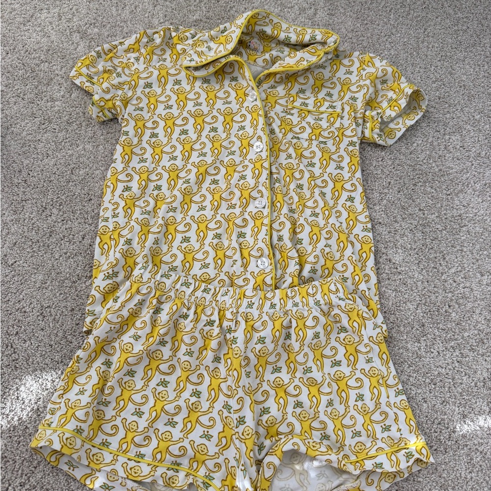 Roller Rabbit Yellow Monkey Print Pajama Set